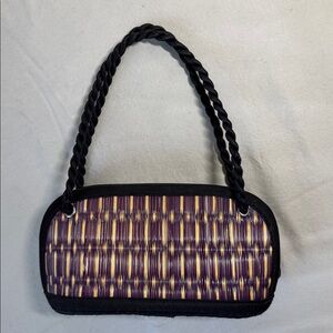 Purple and Gold and Black Woven Mini Handbag from Cambodia